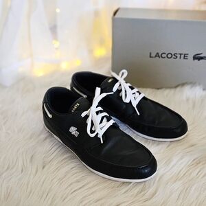 Lacoste Dreyfus AP Men's Sport Casual Leather Boat SHOES Black Size USA 11